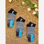 جوراب مچی دخترانه طرح راه راه ریز مشکی سفید