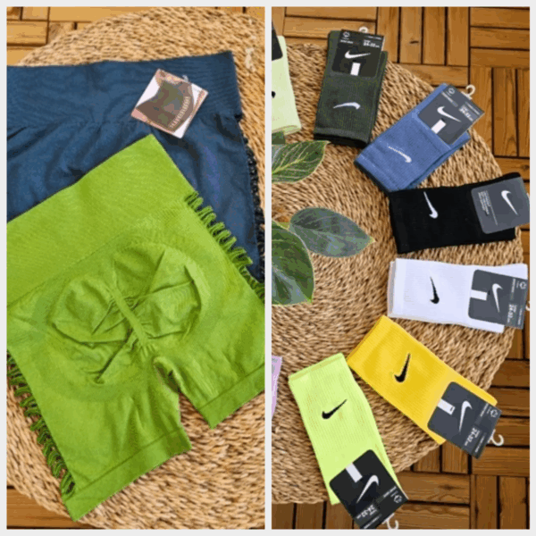 مجموعه ست جوراب اسپورت نایکی و شورتک ورزشی زنانه سبز